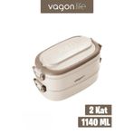 Vagonlife 1140 ML 2 Kat Paslanmaz Çelik Çorba Kaseli Bento Lunch Box Yeni Nesil Sefer Tası