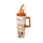 Vagonlife 1200ml Sevimli Hayvanlar Tumbler Pipetli/Pipetsiz Kulplu Paslanmaz Çelik Termos (Puppy Party)
