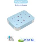 Vagonlife 1330 ml Tek Kat 6 Bölme Çocuk Beslenme Kutusu Çatal / Kaşık / Sos Kaseli -FFB1265 - Mavi
