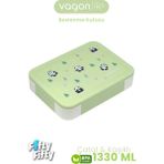 Vagonlife 1330 ml Tek Kat 6 Bölme Çocuk Beslenme Kutusu Çatal / Kaşık / Sos Kaseli -FFB1265 - Yeşil