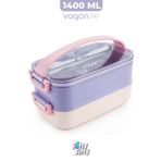 Vagonlife 1400 ML İki Kat Üç Bölme Paslanmaz Çelik Lunch Box Yeni Nesil Sefer Tası - Kaşıkçatallı -1400462