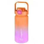 Vagonlife 1500ml Pipetli/Pipetsiz Kullanım Kulplu Askılı Çift Renkli Tritan Motivasyon Matarası (Turuncu-Mor)