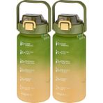 Vagonlife 2'li Ekonomik Motivasyon Matara Seti 1500 ml Büyük Boy 4 Farklı Renk Seçeneği Fiftyfifty - Sarı - Yeşil