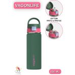 Vagonlife 550 ml Çift Içim - Pipetli / Pipetsiz Taşıma Kulplu Paslanmaz Çelik Termos - Yeşil