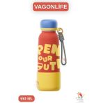 Vagonlife 550ML Bilek Askılı Desenli Paslanmaz Çelik Termos 4 Renk - Kırmızı