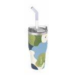 Vagonlife 590ml Desenli Pipetli/Pipetsiz Çift Kullanım Tumbler Kahve Bardağı/Mug Paslanmaz Çelik Termos (Jungle)