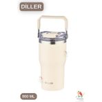 Vagonlife 620 ml Çift Içim Pipetli / Pipetsiz Taşıma Kulplu Termos 3 Renk - Bej