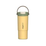 Vagonlife 660ml Çift Renkli Tumbler Pipetli/Pipetsiz Kullanım Kulplu Paslanmaz Çelik Termos (Sarı)
