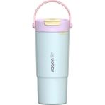 Vagonlife 660ML Yeni Koleksiyon Çift Renkli Tumbler Pipetli/pipetsiz Kullanım Kulplu Paslanmaz Çelik Termos - Turkuaz - 660 ml