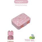 Vagonlife 700 ml Tek Kat Sızdırmaz Üç Bölmeli Çocuk Beslenme Kutusu Pembe BPA İçermeyen Güvenli Materyal FFB096-700