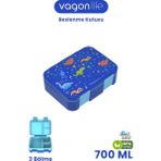 Vagonlife 700 ml Tek Kat Sızdırmaz,karışmaz Üç Bölmeli Çocuk Beslenme Kutusu -FFB096-700 - Mavi