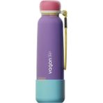 Vagonlife 750ML Düz Renkli Pipetli/pipetsiz Kullanım Ipli El Askılı Kaymaz Tabanlı Paslanmaz Çelik Termos - Mor - 0,75 lt