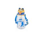 Vagonlife 760ml Sevimli Kedi Figürlü Silikon Pipetli Özel Askılı Polikarbon Çocuk Su Matarası (Mavi-Sarı)