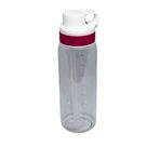 Vagonlife 800ml Pipetli/Pipetsiz Kullanım Şeffaf Gövdeli Tritan Su Matarası (Beyaz-Pembe)