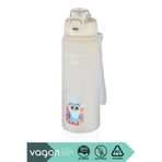 Vagonlife 800ml Sevimli Hayvanlar Desenli Pipetli/Pipetsiz Kullanım Polikarbon Su Matarası (Beyaz)