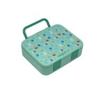 Vagonlife Bento 1000ml Lunchbox Tek Katlı 3 Bölmeli Kulplu ABS Plastik Çocuk Sefer Tası Yemek Kutusu (Yeşil)