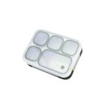 Vagonlife Bento 1000ml Lunchbox Tek Katlı 5 Bölmeli Çelik Sefer Tası Yemek Kutusu (Koyu Yeşil)