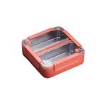 Vagonlife Bento 1100ml Lunchbox Tek Katlı 2 Bölmeli Paslanmaz Çelik Sefer Tası Yemek Kutusu (Açık Kırmızı)
