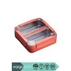 Vagonlife Bento 1100ml Lunchbox Yeni Koleksiyon Tek Katlı 2 Bölmeli Paslanmaz Çelik Sefer Tası Yemek Kutusu Kırmızı