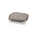 Vagonlife Bento 1200ml Lunchbox Tek Katlı 4 Bölmeli ve Kaseli Çelik Sefer Tası Yemek Kutusu (Gri)