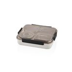 Vagonlife Bento 1200ml Lunchbox Tek Katlı 4 Bölmeli ve Kaseli Çelik Sefer Tası Yemek Kutusu (Siyah)