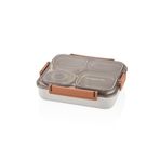 Vagonlife Bento 1200ml Lunchbox Tek Katlı 4 Bölmeli ve Kaseli Çelik Sefer Tası Yemek Kutusu (Turuncu)