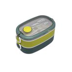 Vagonlife Bento 1300ml Lunchbox 2 Katlı 3 Bölmeli Paslanmaz Çelik Sefer Tası Yemek Kutusu (Koyu Yeşil-Fıstık Yeşili)