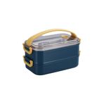 Vagonlife Bento 1400ml Lunchbox 2 Katlı Çelik Sefer Tası Yemek Kutusu (Lacivert)