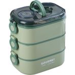 Vagonlife Bento 1450 ml Lunchbox Yeni Koleksiyon Üç Katlı 5 Bölmeli Çelik Sefer Tası Yemek Kutusu - Yeşil