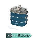 Vagonlife Bento 1450ml Lunchbox Yeni Koleksiyon Üç Katlı 5 Bölmeli Çelik Sefer Tası Yemek Kutusu Lacivert