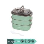 Vagonlife Bento 1450ML Lunchbox Yeni Koleksiyon Üç Katlı 5 Bölmeli Çelik Sefer Tası Yemek Kutusu - Yeşil
