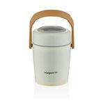 Vagonlife Bento 1600ml Lunchbox 2 Kaseli 4-6 Saat Sıcak/Soğuk Termos Özellikli Çelik Sefer Tası Yemek Kutusu (Beyaz)