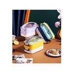 Vagonlife Bento 1600ml Lunchbox 2 Katlı Çelik Sefer Tası Yemek Kutusu(Sarı)