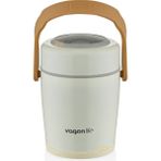 Vagonlife Bento 1600ML Lunchbox Yeni Koleksiyon 2 Kaseli 4-6 Saat Sıcak/soğuk Termos Özellikli Çelik Sefer Tası Yemek Kutusu - Beyaz