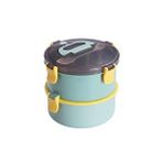 Vagonlife Bento 1600ml Yuvarlak Lunchbox Yeni Koleksiyon Çift Katlı Çelik Sefer Tası Yemek Kutusu Açık Yeşil
