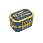Vagonlife Bento 1650ml Lunchbox 2 Katlı 3 Bölmeli Paslanmaz Çelik Sefer Tası Yemek Kutusu (Lacivert)