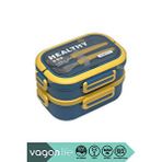 Vagonlife Bento 1650ml Lunchbox Yeni Koleksiyon 2 Katlı 3 Bölmeli Paslanmaz Çelik Sefer Tası Yemek Kutusu - Pembe Lacivert