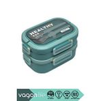 Vagonlife Bento 1650ML Lunchbox Yeni Koleksiyon 2 Katlı 3 Bölmeli Paslanmaz Çelik Sefer Tası Yemek Kutusu - Yeşil