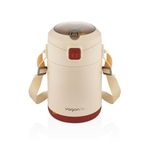 Vagonlife Bento 1800ml Lunchbox 2 Kaseli 4-6 Saat Sıcak/Soğuk Termos Özellikli Çelik Sefer Tası Yemek Kutusu (Bej)