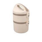 Vagonlife Bento 1800ML Lunchbox 2 Katlı 4-6 Saat Sıcak/soğuk Termos Özellikli Çelik Sefer Tası Yemek Kutusu - Bej