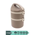 Vagonlife Bento 1800ml Lunchbox Yeni Koleksiyon 2 Katlı 4-6saat Termos Özellikli Çelik Sefer Tası Yemek Kutusu Kahverengi