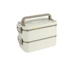 Vagonlife Bento 2000ml Lunchbox 2 Katlı 3 Bölmeli Mini Kaseli Çelik Sefer Tası Yemek Kutusu (Beyaz)