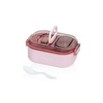 Vagonlife Bento 550ml Lunchbox Tek Katlı Bölmesiz Çelik Sefer Tası Yemek Kutusu (Pembe)