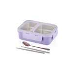 Vagonlife Bento 700ml Lunchbox Tek Katlı 2 Bölmeli Çelik Sefer Tası Yemek Kutusu (Mor)