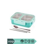 Vagonlife Bento 700ml Lunchbox Yeni Koleksiyon Tek Katlı 2 Bölmeli Çelik Sefer Tası Yemek Kutusu Turkuaz