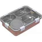 Vagonlife Bento 850Ml Lunchbox Tek Katlı 4 Bölmeli Kaseli Çelik Sefer Tası Yemek Kutusu (Pembe)