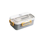 Vagonlife Bento 900ml Lunchbox 1 Katlı 3 Bölmeli Çelik Sefer Tası Yemek Kutusu (Gri)