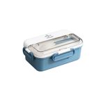 Vagonlife Bento 900ml Lunchbox 1 Katlı 3 Bölmeli Çelik Sefer Tası Yemek Kutusu (Mavi)
