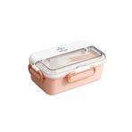 Vagonlife Bento 900ml Lunchbox 1 Katlı 3 Bölmeli Çelik Sefer Tası Yemek Kutusu (Pembe)