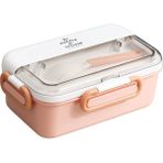 Vagonlife Bento 900ml Lunchbox Yeni Koleksiyon 1 Katlı 3 Bölmeli Çelik Sefer Tası Yemek Kutusu (Pembe)